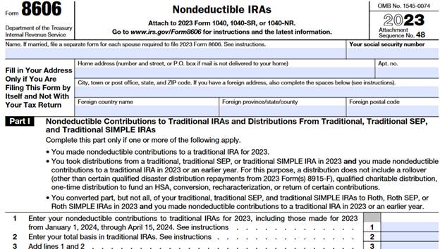 IRS Form 8606: Non Deductible IRAs